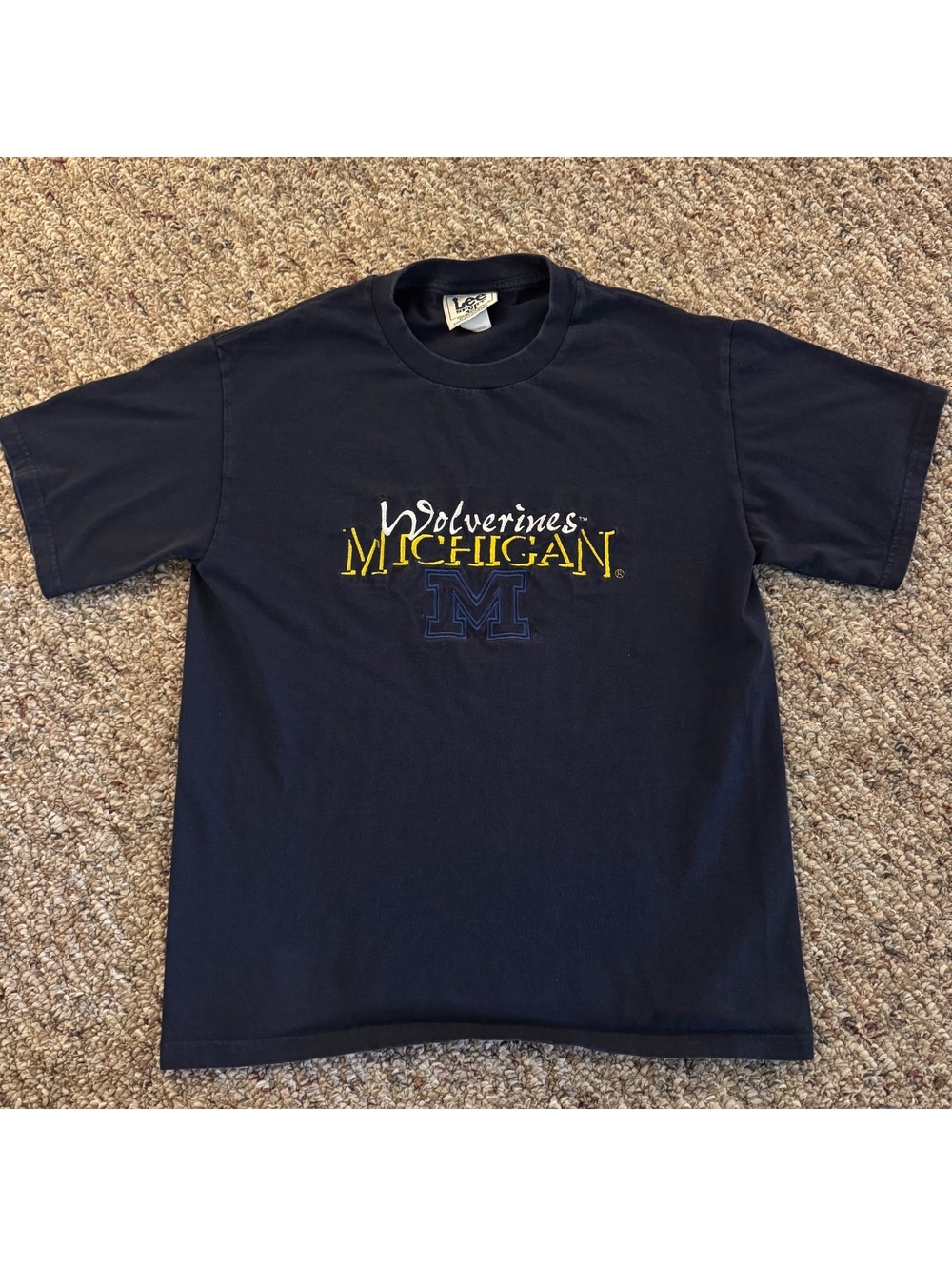Vintage Lee Sport Michigan Wolverines Graphic T-Shirt Navy Size Medium